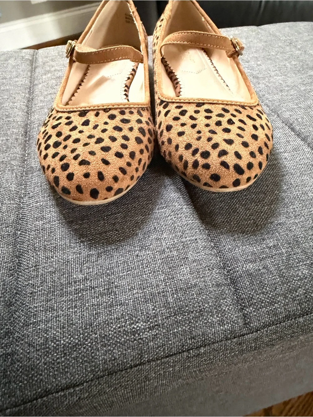Isaac Mizrahi Leopard Print Mary Jane Flats in Tan and Black